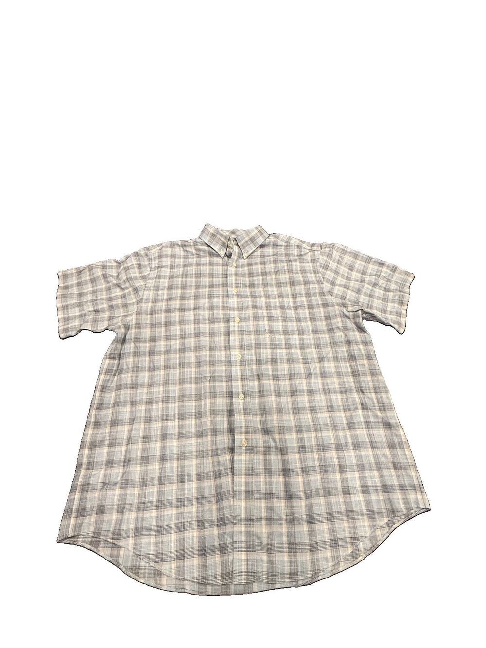 Roundtree & Yorke Gold Label Mens XL Blue Plaid Short Sleeve Non-Iron Shirt